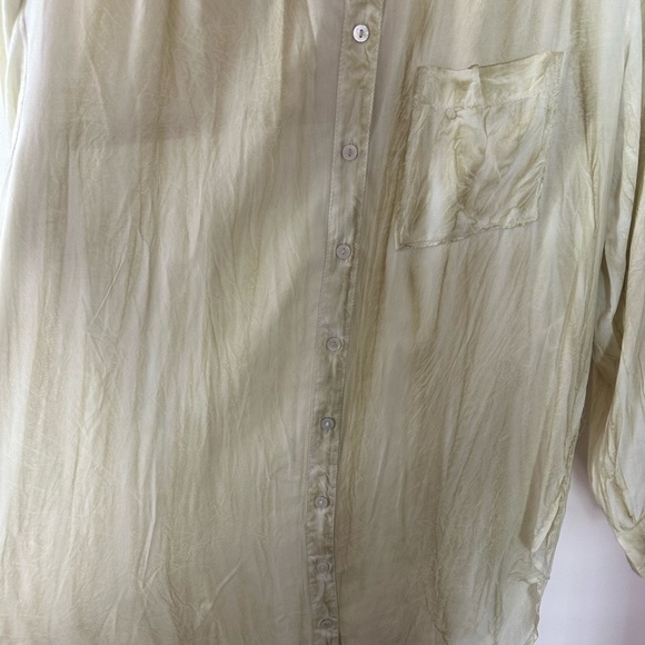 Pilcro Anthropologie liquid stone wash yellow green button down boho size S NWT - Picture 9 of 11